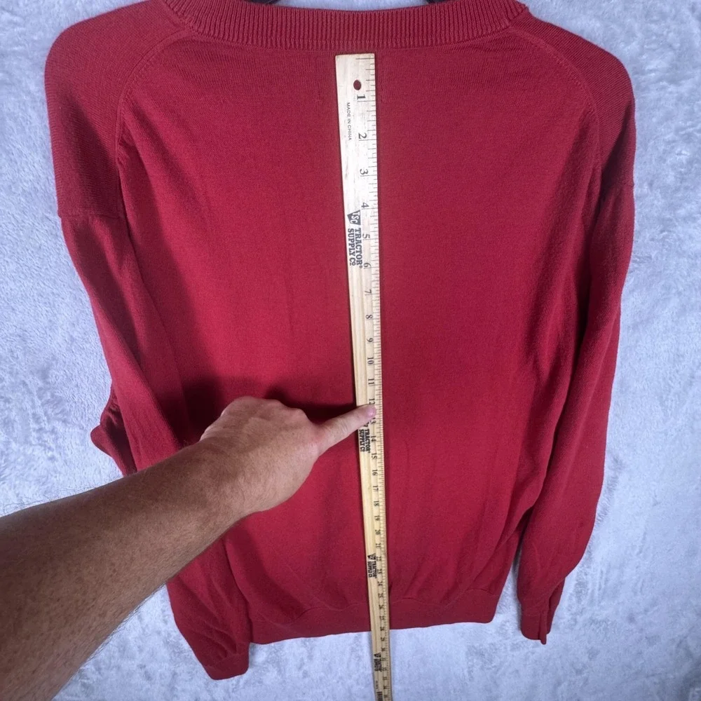 Nautica Sweater Mens 2XL‎ Red V Neck Pullover Luxury Performance Cotton Modal